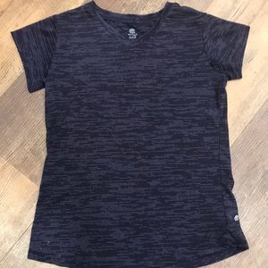 Purple shirt with white stripes